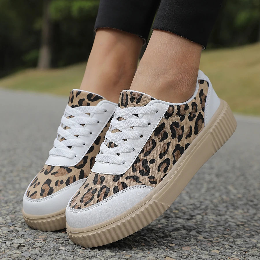 Outdoor Women Walking Shoes Shoes PU Leather Lace-Up Breathable Casual Sneaker