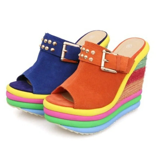 Summer 2025 Fashion Platform Colourful Wedge Heel Sandals