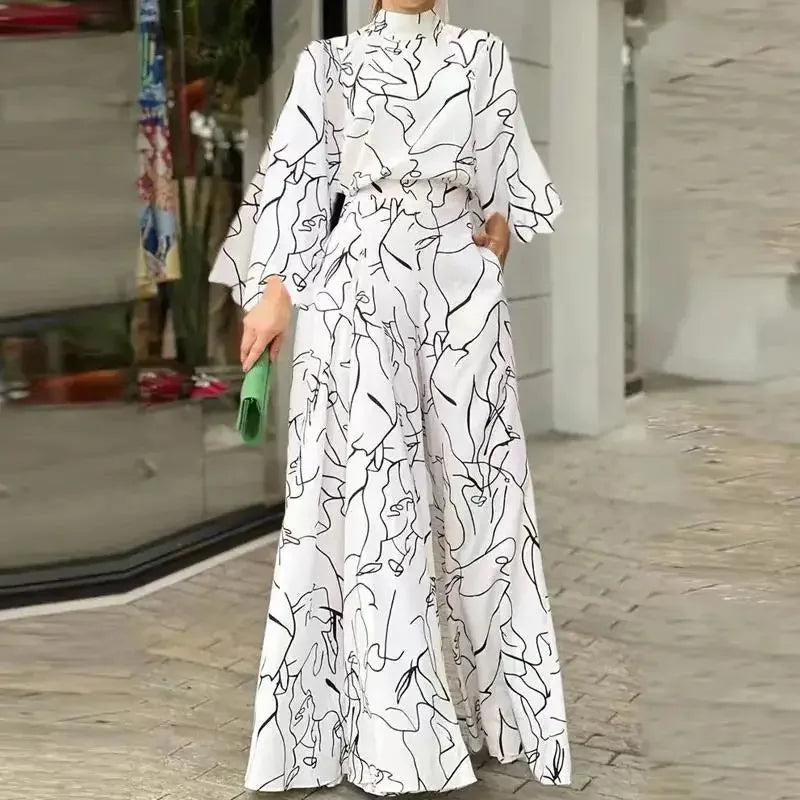 Women's Elegant Jumpsuit Wide Leg Long Pant Summer Sexy Sleeveless Women Casual Print Jumpsuit.  S-3X