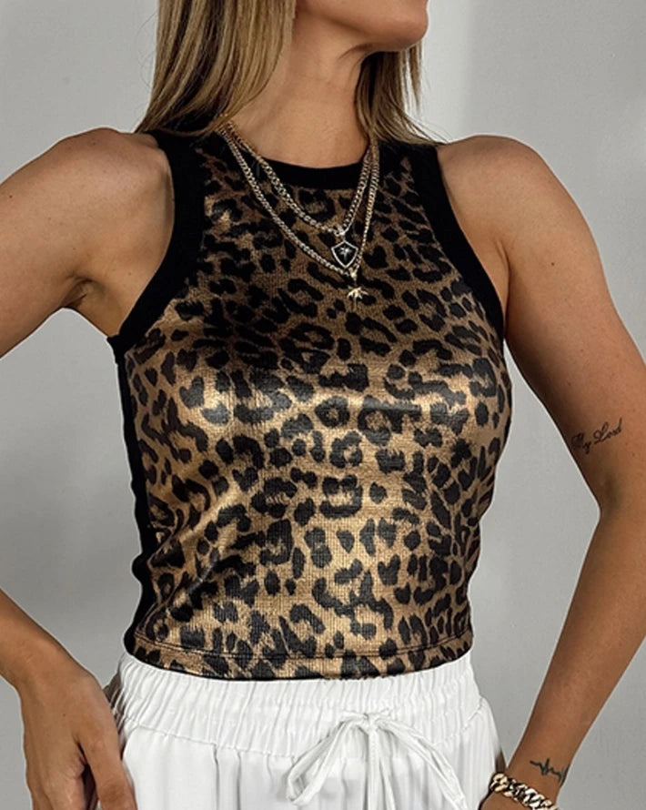 Summer Fashion O-Neck Sleeveless Casual Skinny Daily Crop Tank Top