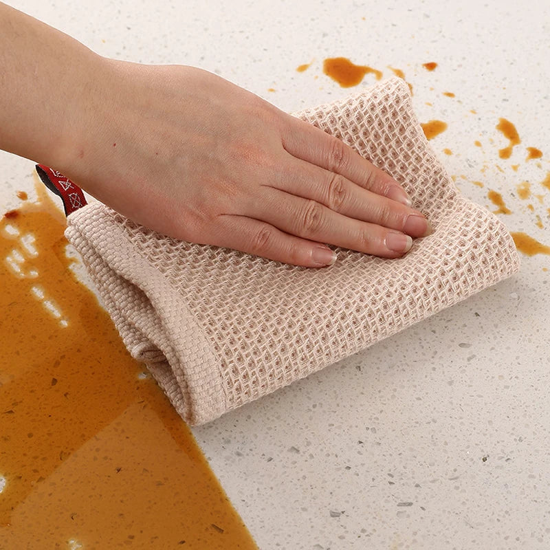 Cotton Rag Honeycomb Grid Dishcloth Towel Soft Absorbent Breathable Quick-drying Dish Cloth Hand Towels For Kitchen Cleaning