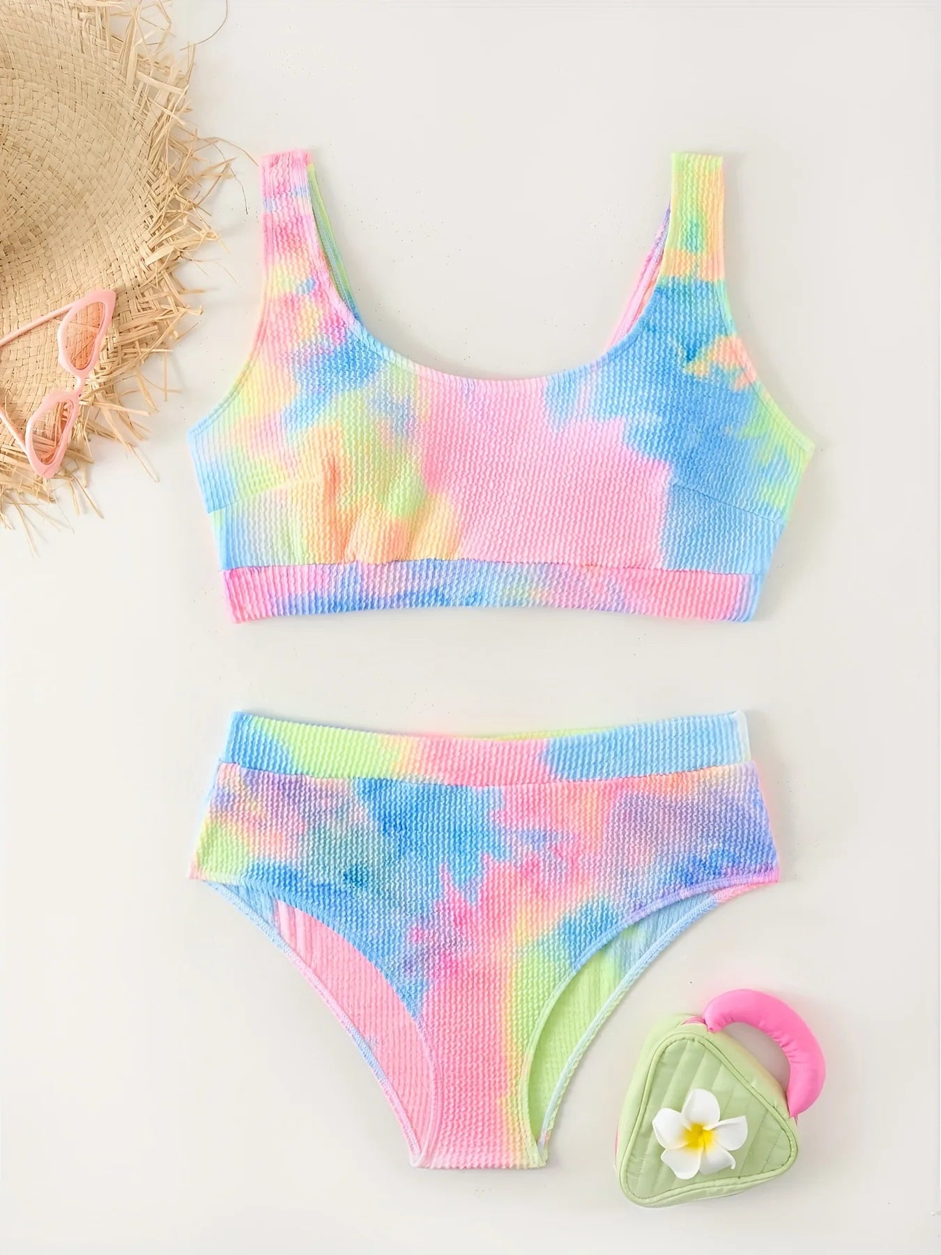 Plus Size Bikini Set Tie-Dye Swimwear 2025 Swimsuit Two Piece Beach Wear.