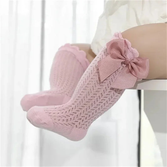 0-24Month Baby Girl Socks Toddler Bow Cotton Lace Baby Knee Socks Newborn Infant Baby Princess Long Socks 2025