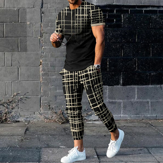 Fashionable Men's 2 Piece Set Short Sleeve Sportswear And Street Wear