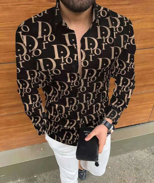New Men's Long Sleeve Casual Printed Shirt Long Sleeve Shirt.  Sz: S-5Xl