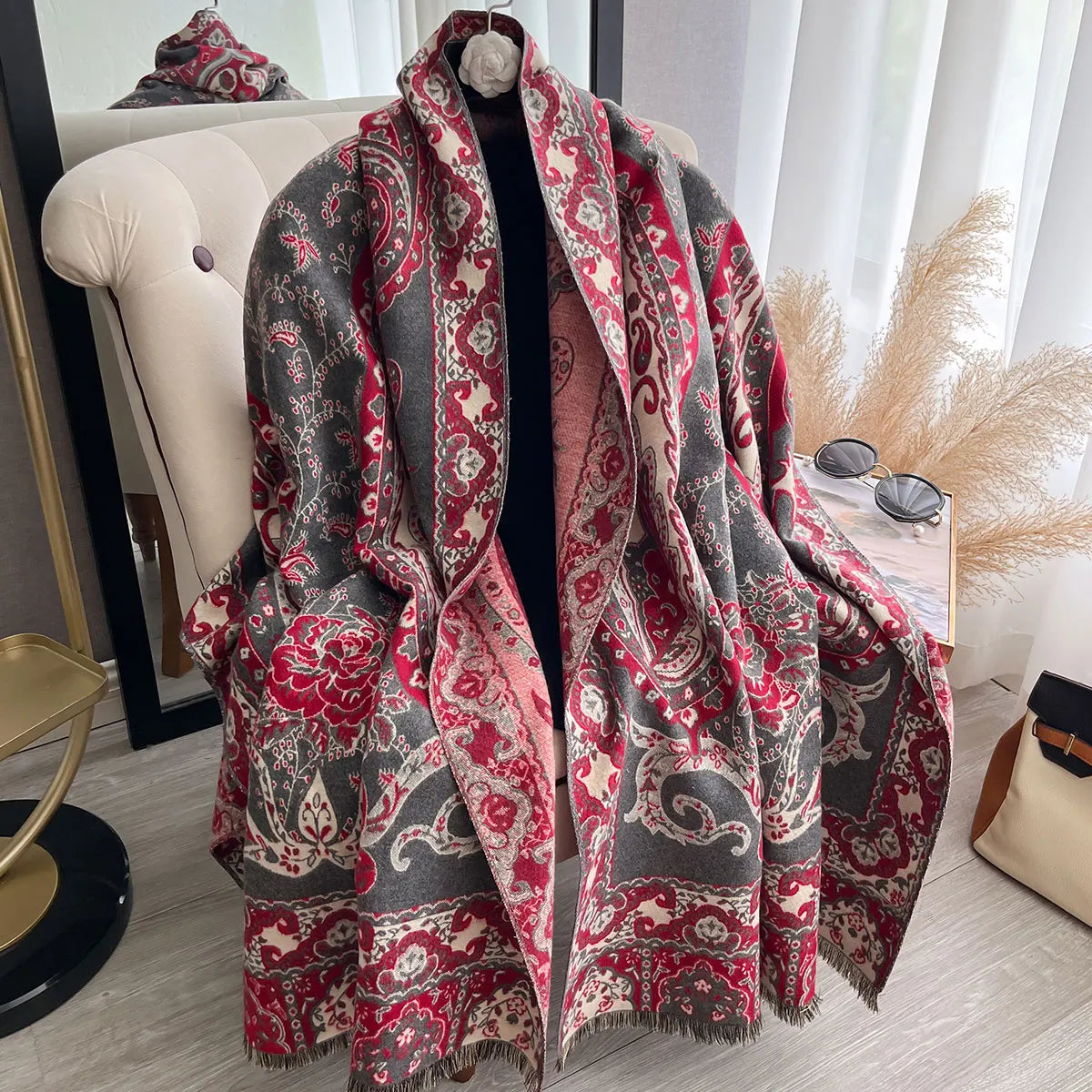 Women's Luxury Paisley Pashmina Scarf - Cashmere Shawl Wrap