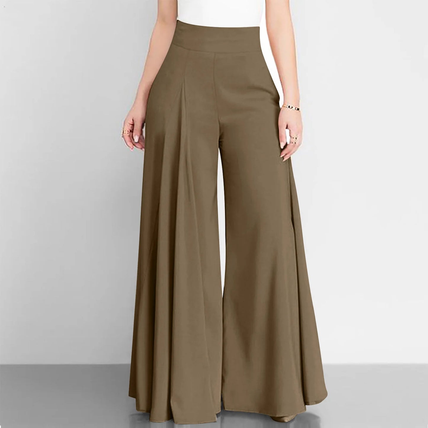 Fashion High Waist Wide Leg Pants For Women Elegant Casual Solid Loose Long Pant.   S-3X