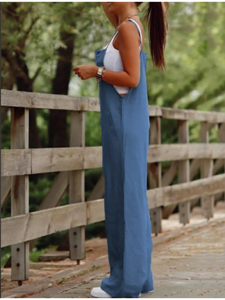 Women's Sleeveless Jumpsuit with Suspender Loose Casual Pocket Summer jumpsuit.  S-2x