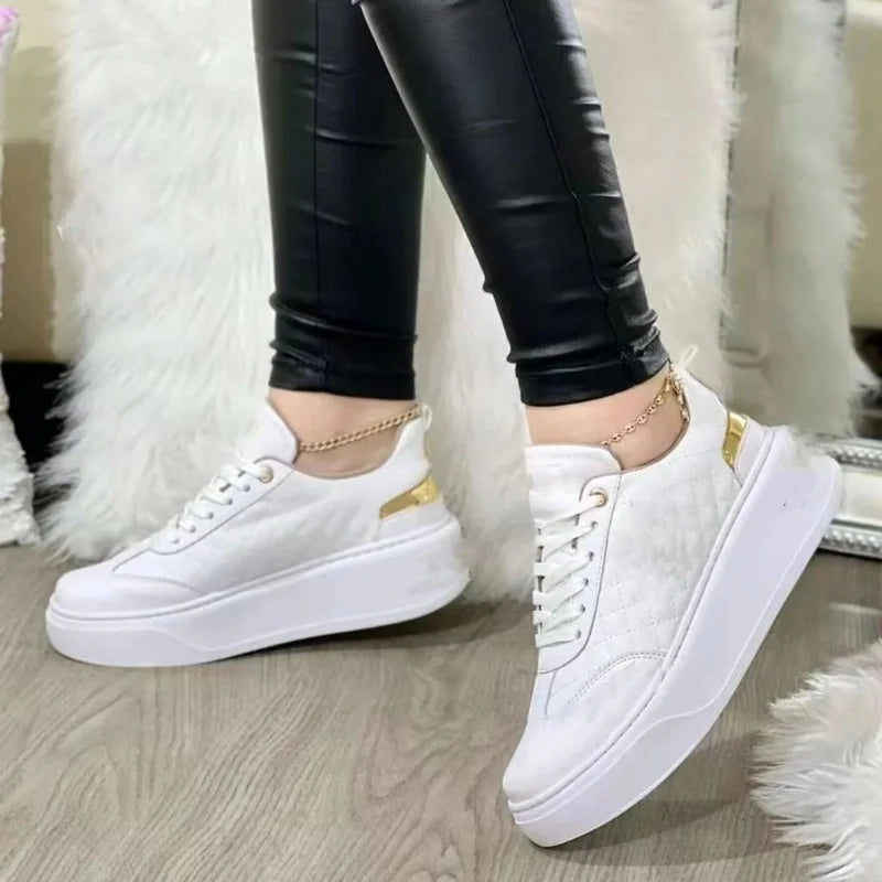 Woman Casual Comfortable Sneakers Round Toe Platform Lace Up Female Vulcanized Shoe/Loafer