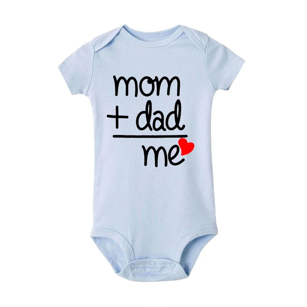 Mom Plus Dad Equals Me Baby Romper Boy Girl Newborn Bodysuit Toddler Infant Funny Cute Rompers Jumpsuit Outfits