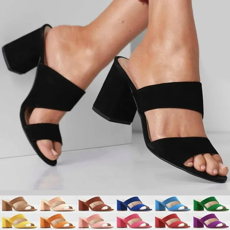 Summer Women's Fashion Sexy Open Toe Thick Heel Sandals Wedding Party Shoe