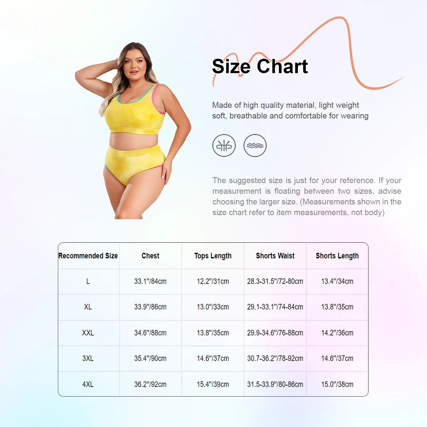 Womens Plus Size Sporty Swimsuit Two Pieces U Neck High Waisted Tankini Set Color Contrast Beach Swimming Bathing Suit Swimwear