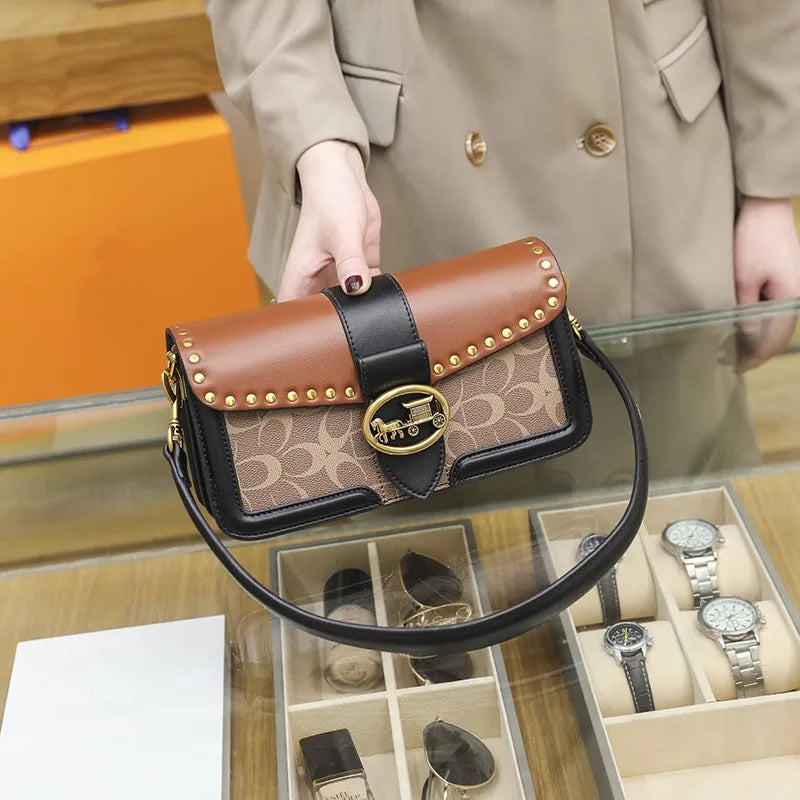 New Retro Hand Bag High End Luxury Contrast Colour Fashion
