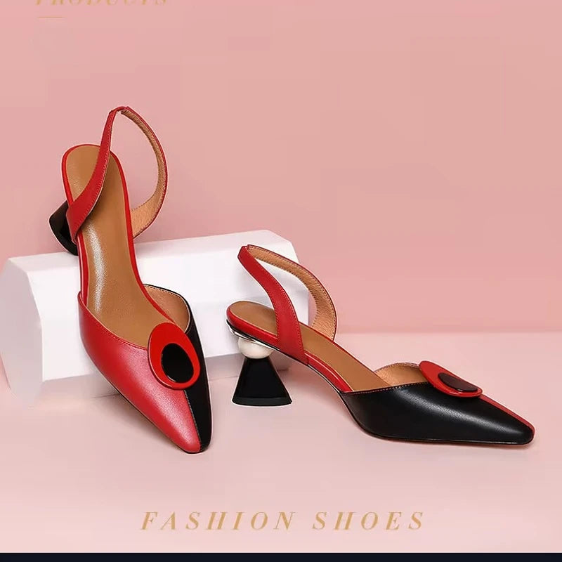 Women Fashion Pu Leather Slip on Square Heel Pumps Quality Comfort Women Sandal