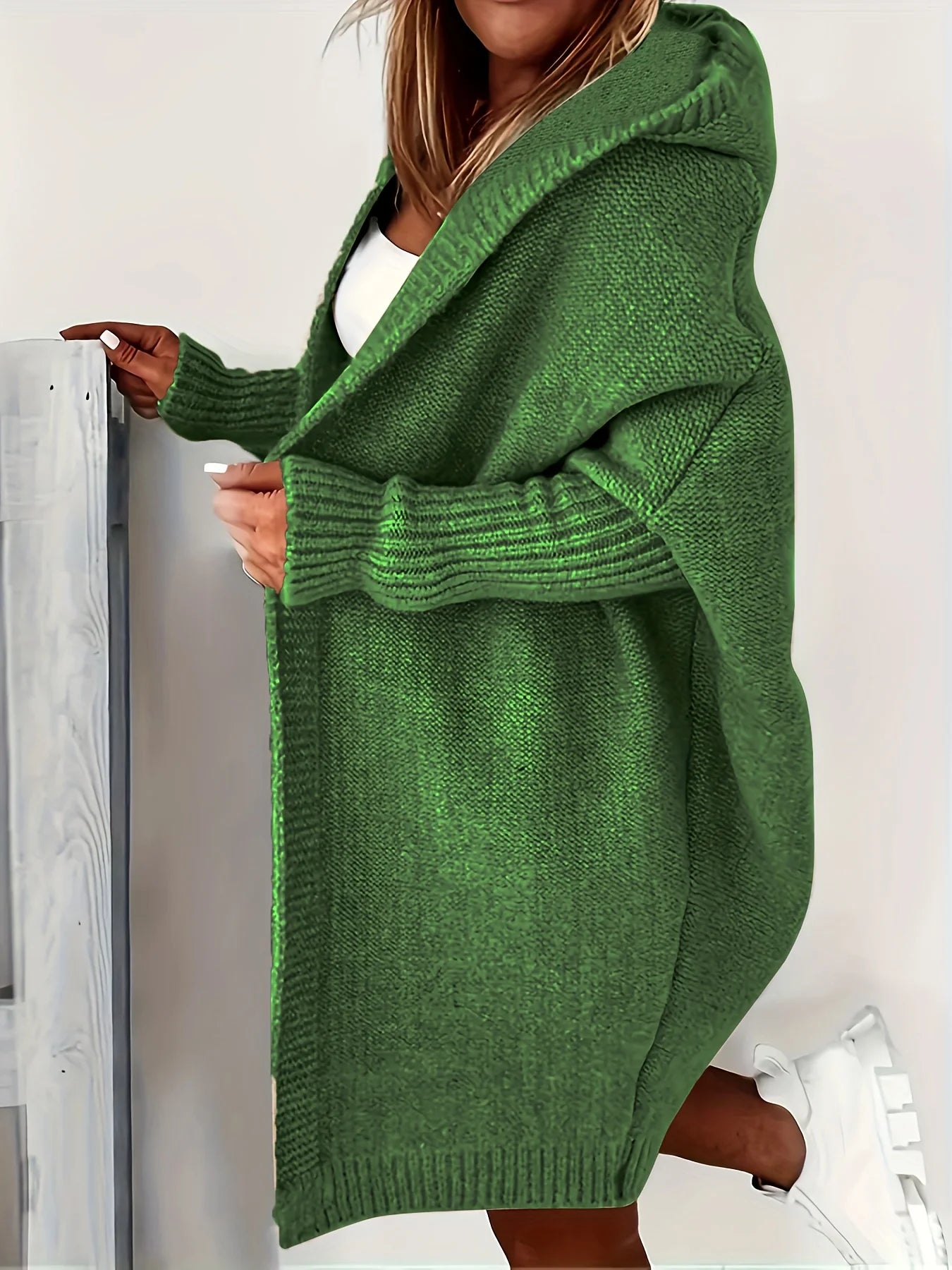 Plus size pure color warm cardigan