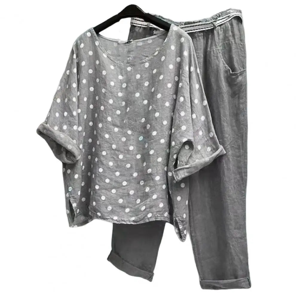 Ladies casual And Beautiful Two-Piece Spring Summer Blouse And Pant Set. Sz, M-5xl