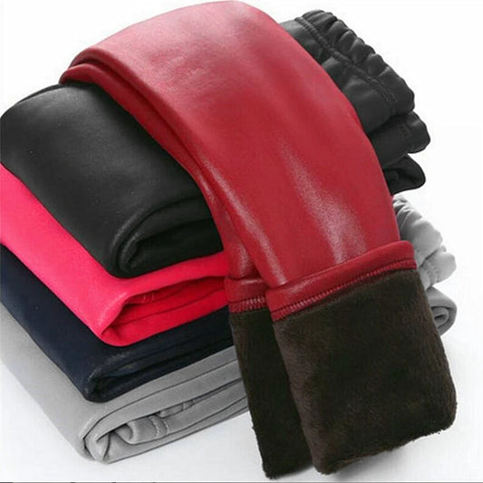 Girls Warm Pant Autumn Winter Girls Slim Thick imitation Leather Legging Warm Trousers  For Girl