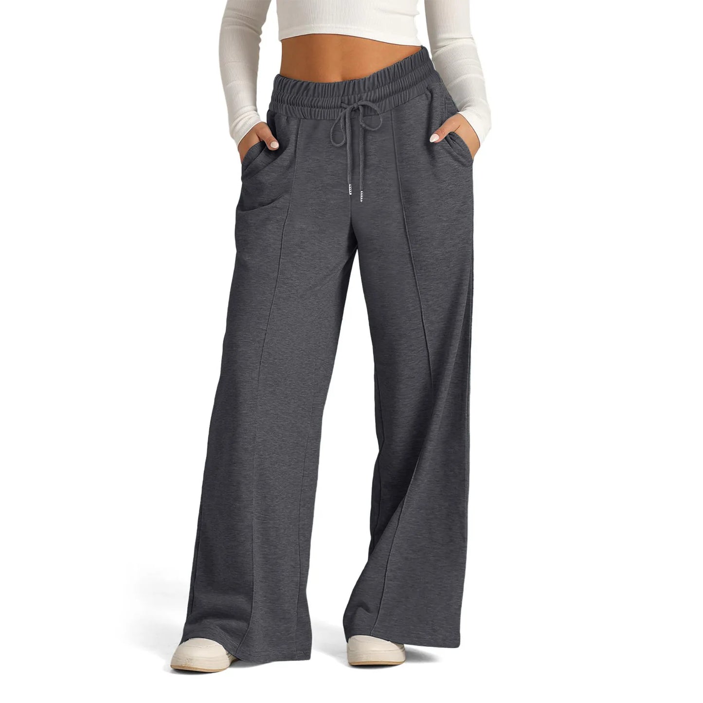 Womens Wide Leg Sweatpants High Waist Baggy Flared Drawstring Athletic Joggers Casual Daily Wear Loose Sporty Wear.  S-2X