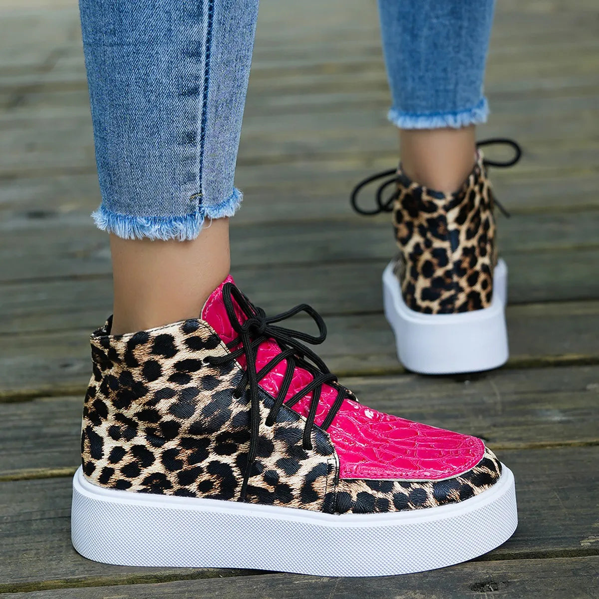 Woman's Sneakers Flats Casual Comfortable Urban Fashion Leopard Print
