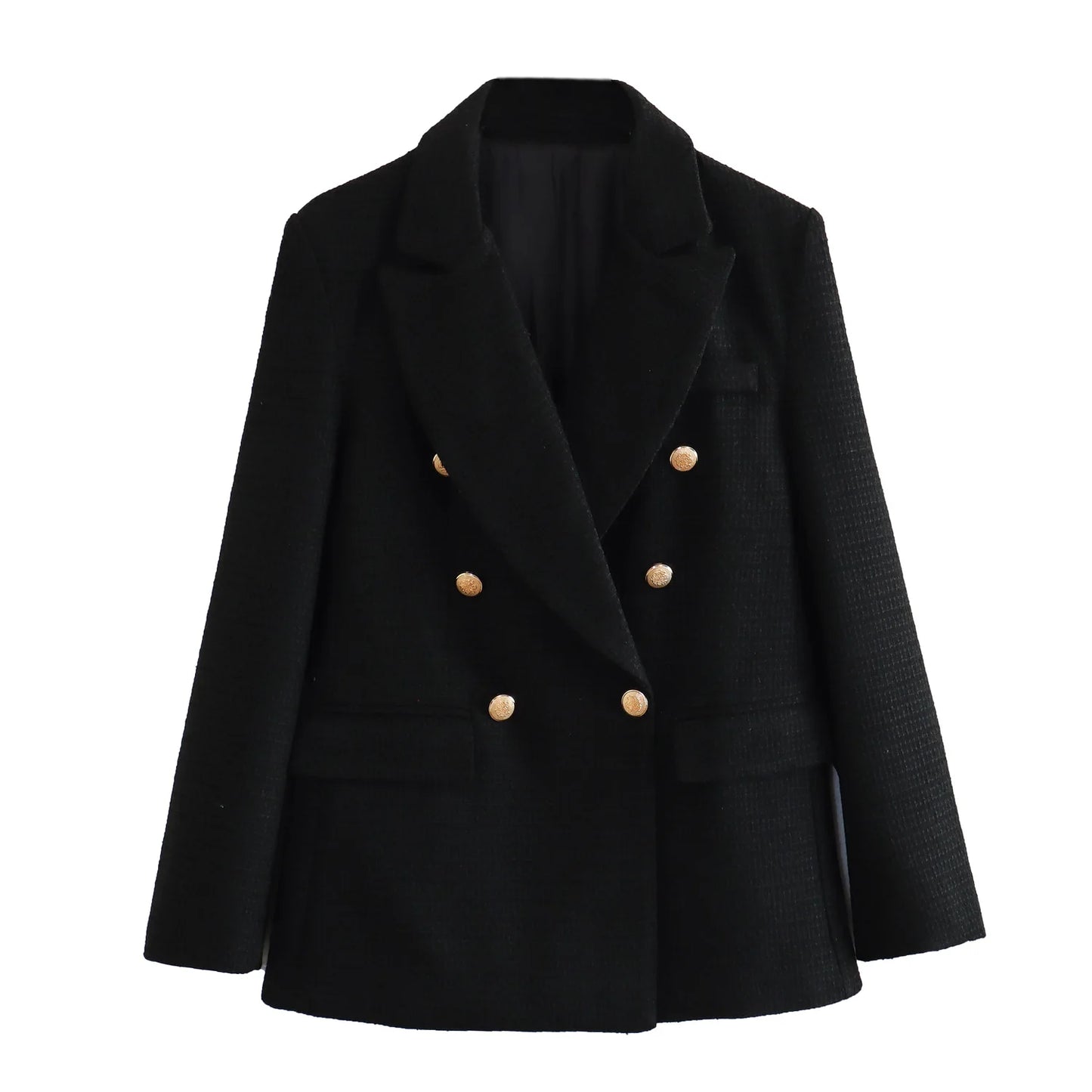 2024 Autumn New Women's Clothing Style Fashionable Versatile Texture Double breasted Mid length Suit Coat