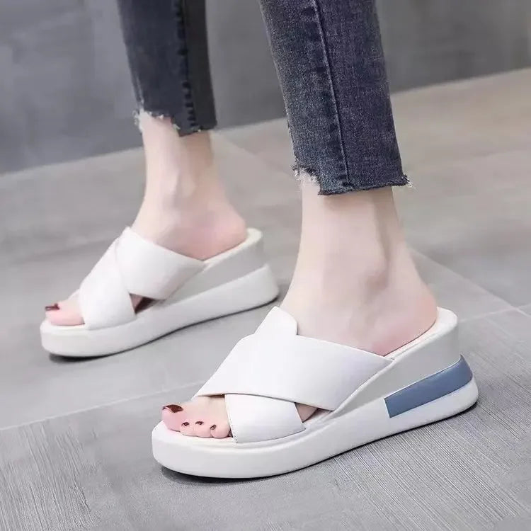 Summer Wedge Platform Very Comfortable Sandals Fashion Soft Solid Colour.