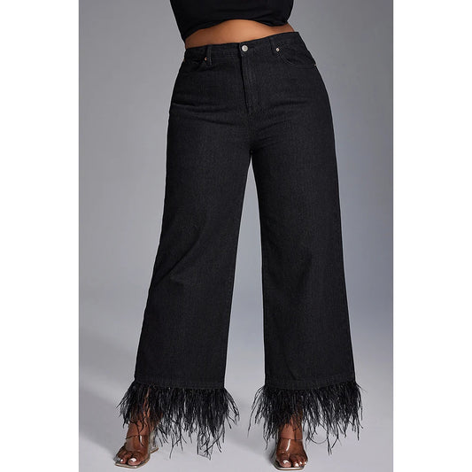 Curvy Size Flattering Ladies High Waist Denim Pants