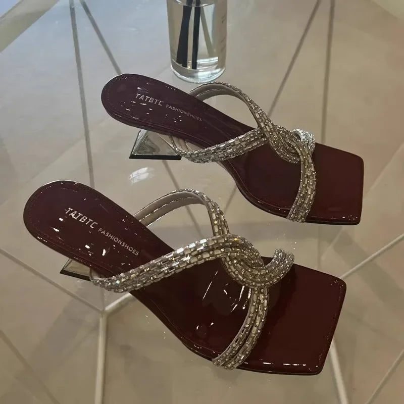 Women's Fashion Square Toe Rhinestone Sandal