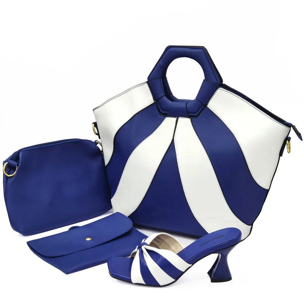 Italian latest design snake pattern platform with matching handbags
