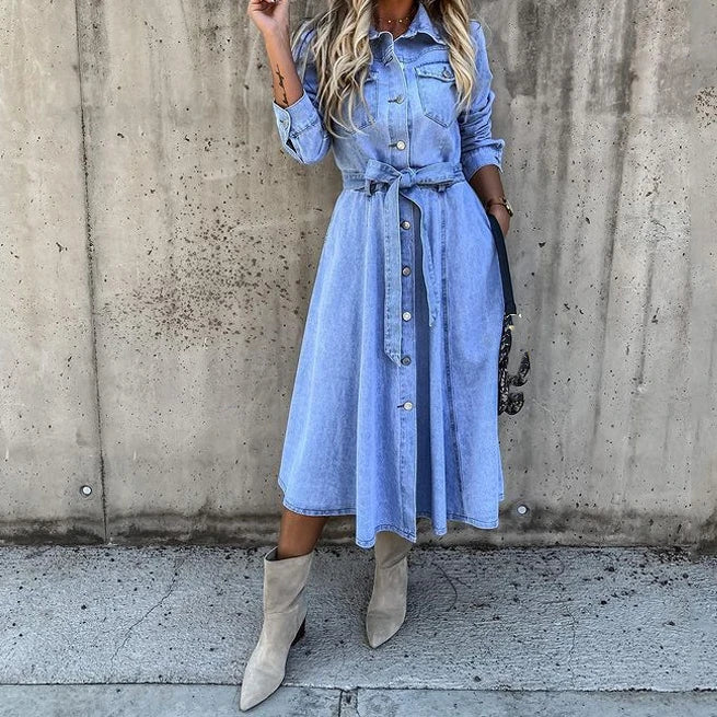 Casual Long Denim Maxi Dress.