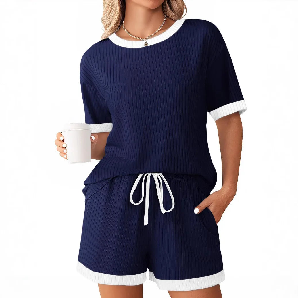 New Casual Loose Short Set For Women 2025 Elegant Summer Two Pieces Outfit.  S-2X