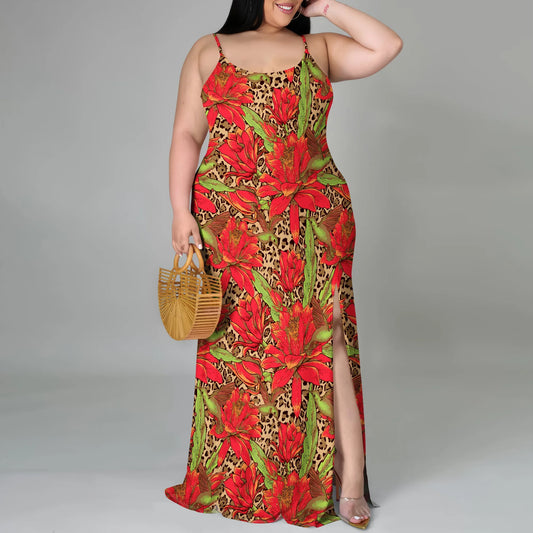 Plus Size Print Maxi Dress  .