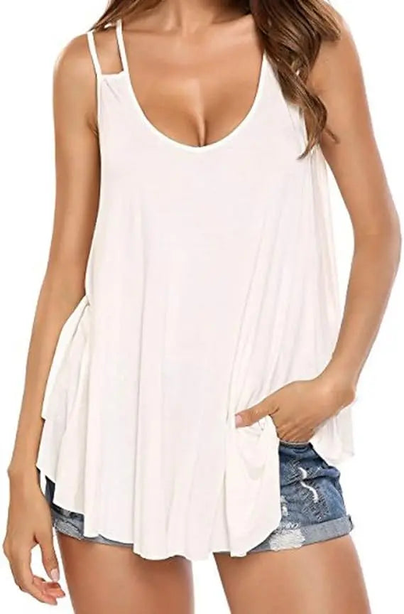Plus Size Solid colour Sexy Back Top
