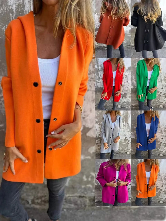 Long sleeve solid colour all season coat.  S-3x