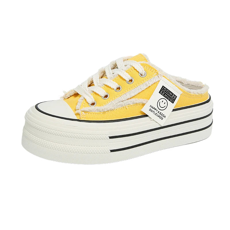 New Women's Canvas Breathable Casual Sport Thick Soled Shoes .