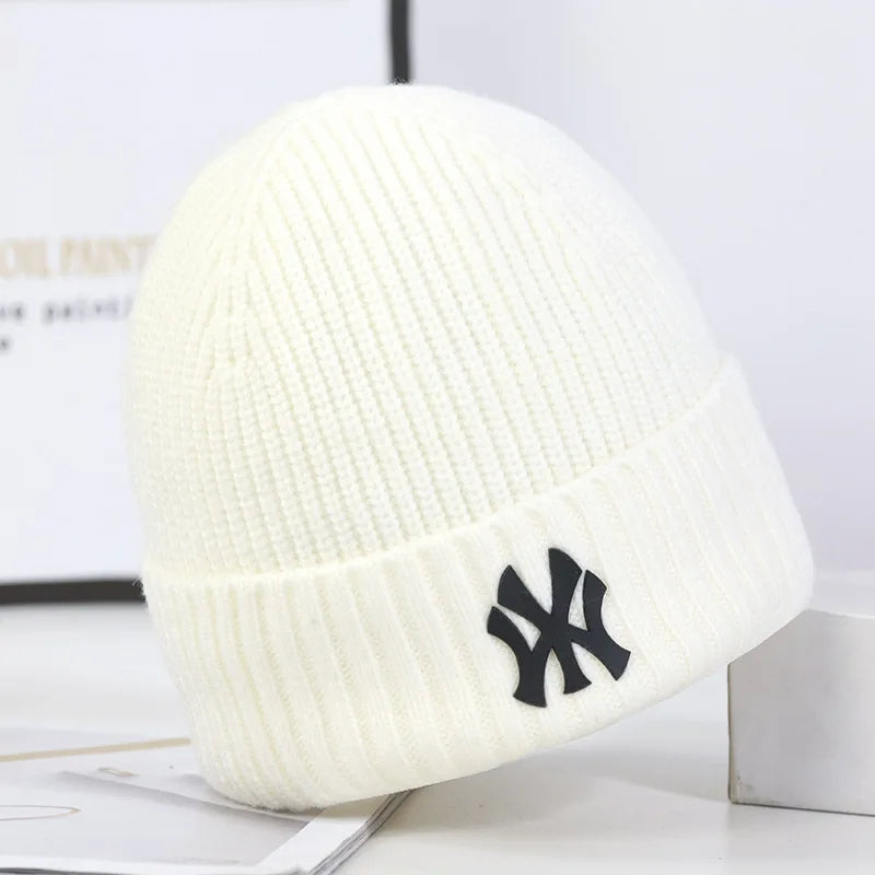 Unisex Keep Warm Autumn Winter Knitted Hat Female MY Letter Embroidery Hip-hop Hat Beanies Hats .