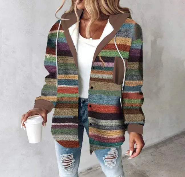 Women's Plaid Style Women's Jacket Hooded Plaid Casual Loose light Jacket.  S-3x