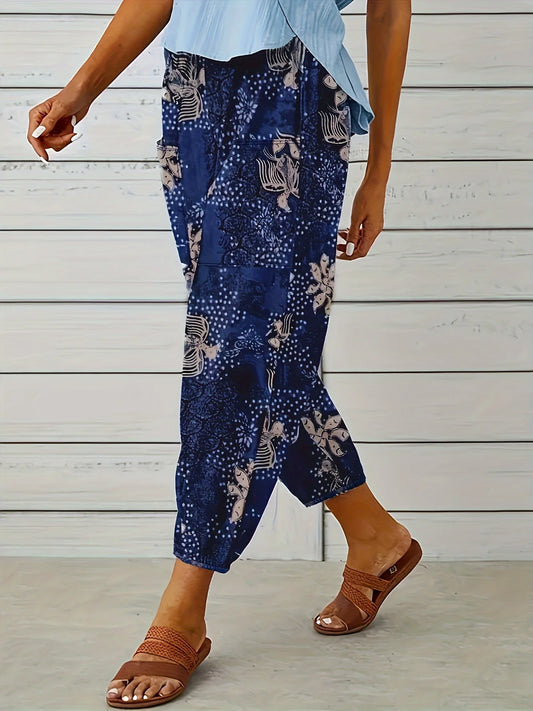 Women's Oversized Woven Casual Pants Comfortable Loose Fit High Waist Straight Leg Trousers.