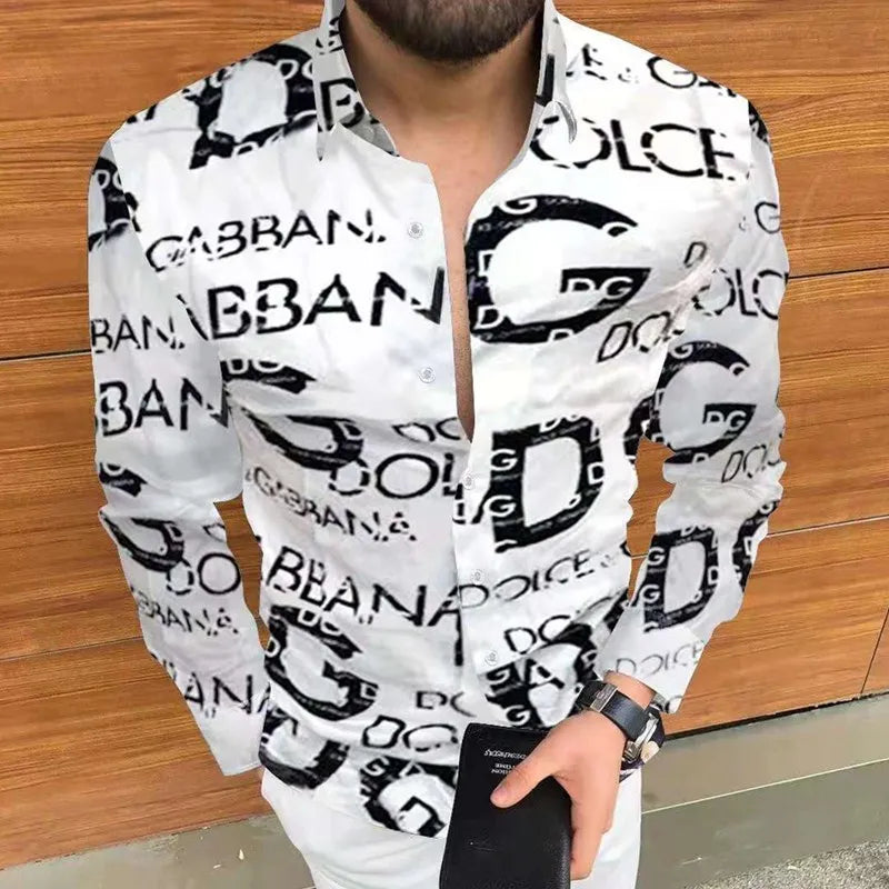 New Men's Long Sleeve Casual Printed Shirt Long Sleeve Shirt.  Sz: S-5Xl