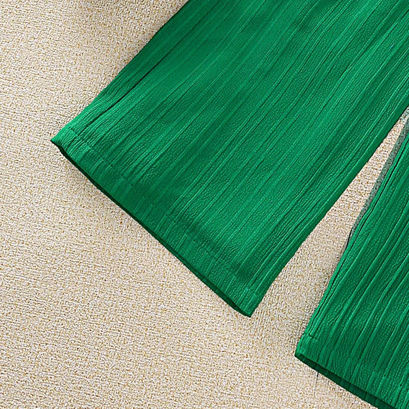 Girls Sets 8-12 Years Green Long-Sleeved Top + Green Pants For Girls Korean Style Suits Summer Casual Clothes Sets