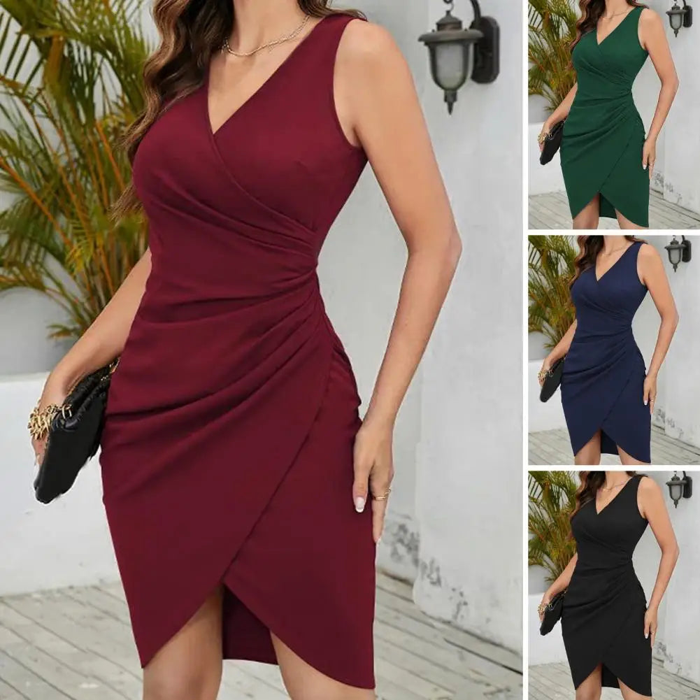 Sexy V Neck Sleeveless Elegant Party Dress.  S-XL