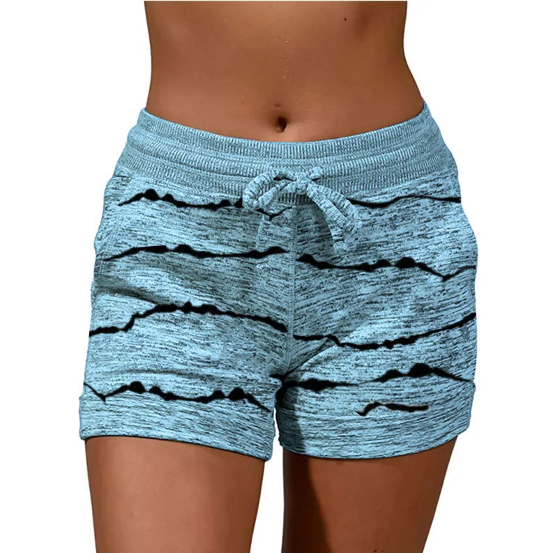 Women Print Quick Dry Sport Shorts With Drawstring.  S-5xL