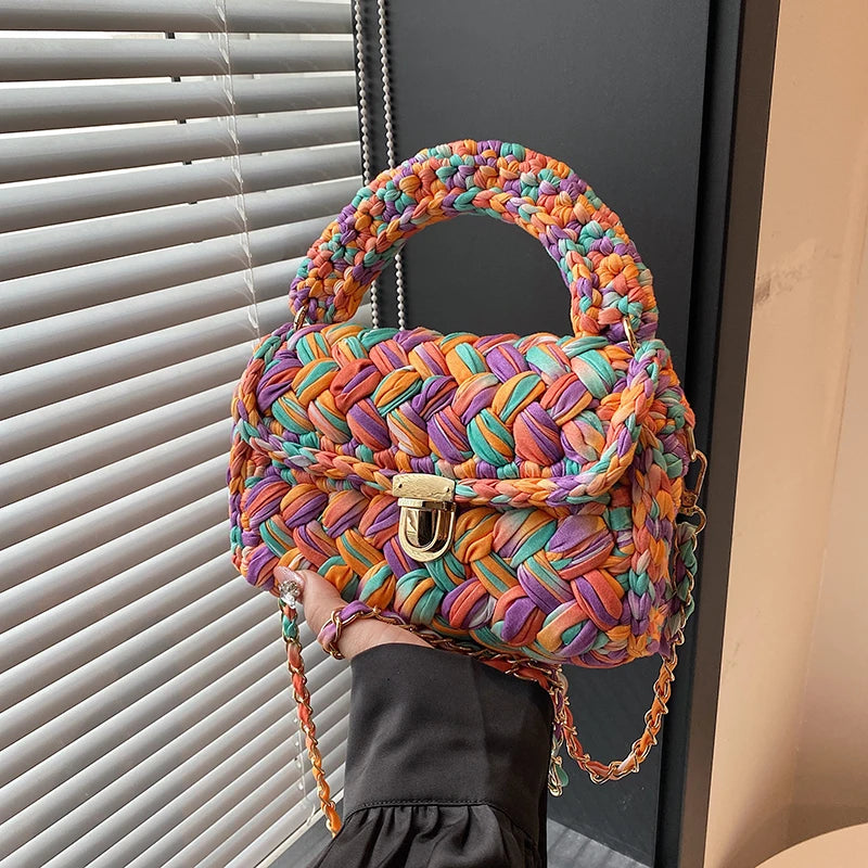 Elegant Crochet Sling Bag with Tassels New Arrival Handmade Trendy Shoulder Bag with Braided Texture