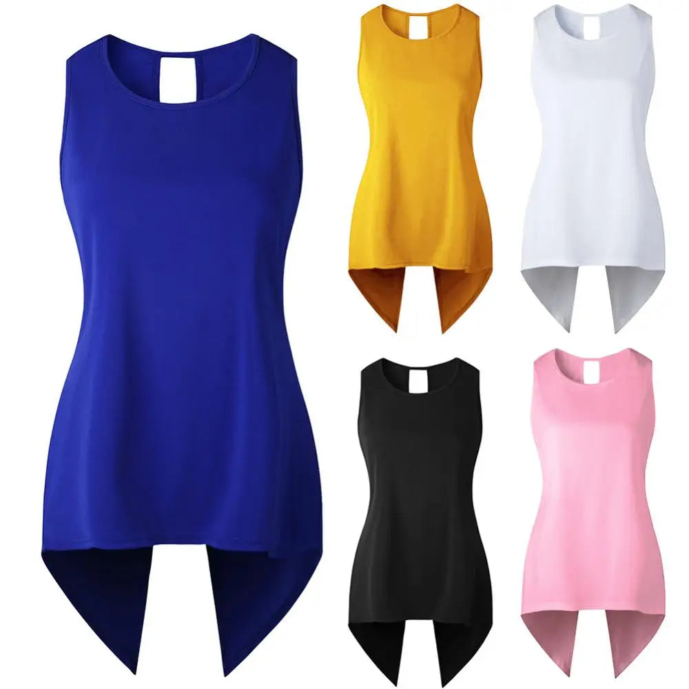 New Women Summer Fashion Solid Colour Cross Tank Top.  S-3X