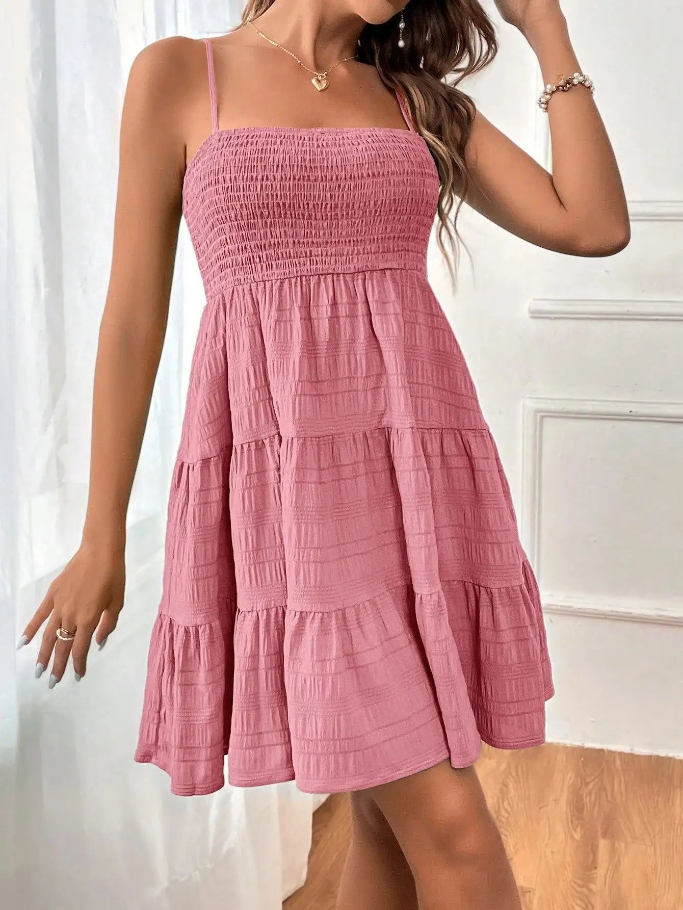 Boho Sundress Women Sexy Sleeveless Backless Swing Dress Solid Spaghetti Strap Dress.  S-2X