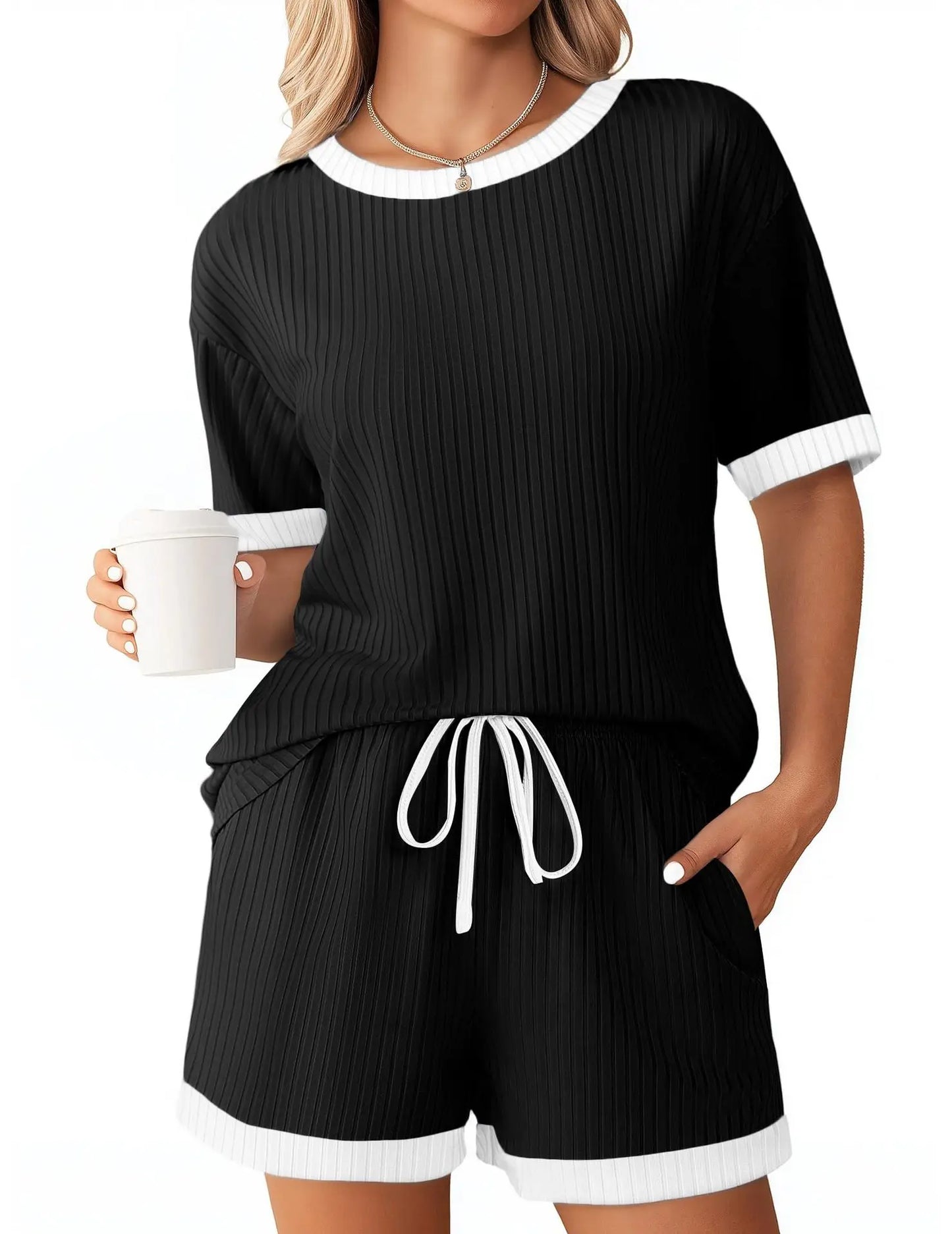 New Casual Loose Short Set For Women 2025 Elegant Summer Two Pieces Outfit.  S-2X