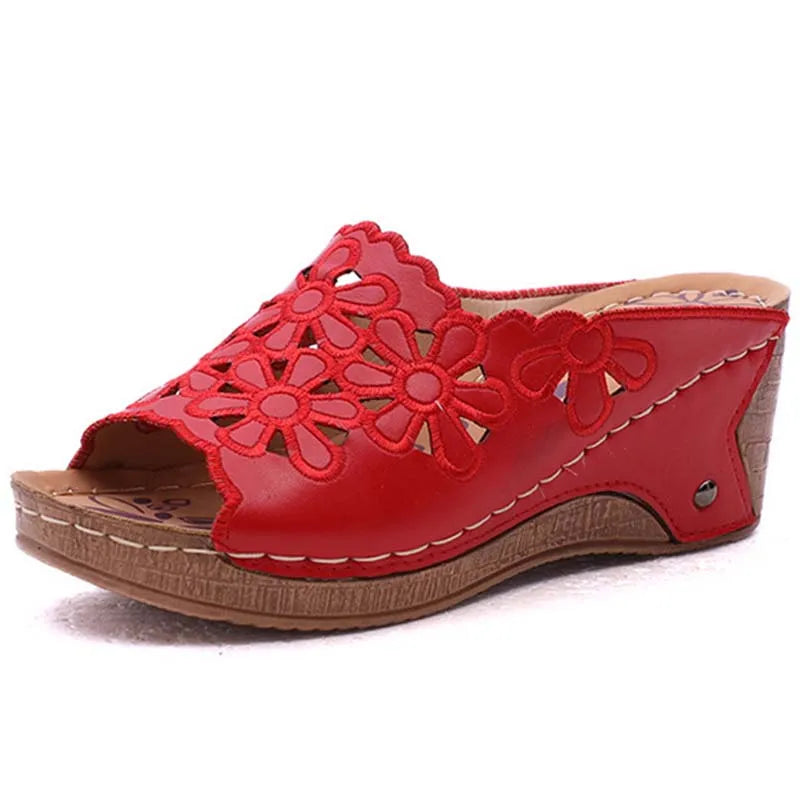 Women Sandals Summer Outdoor Walking Shoes Slip On Wedge Retro Sandal.  36-43