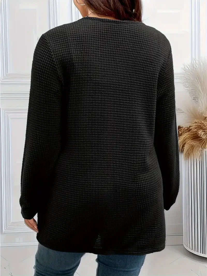 Plus size pure color pocket cardigan casual long-sleeved suitable for all season