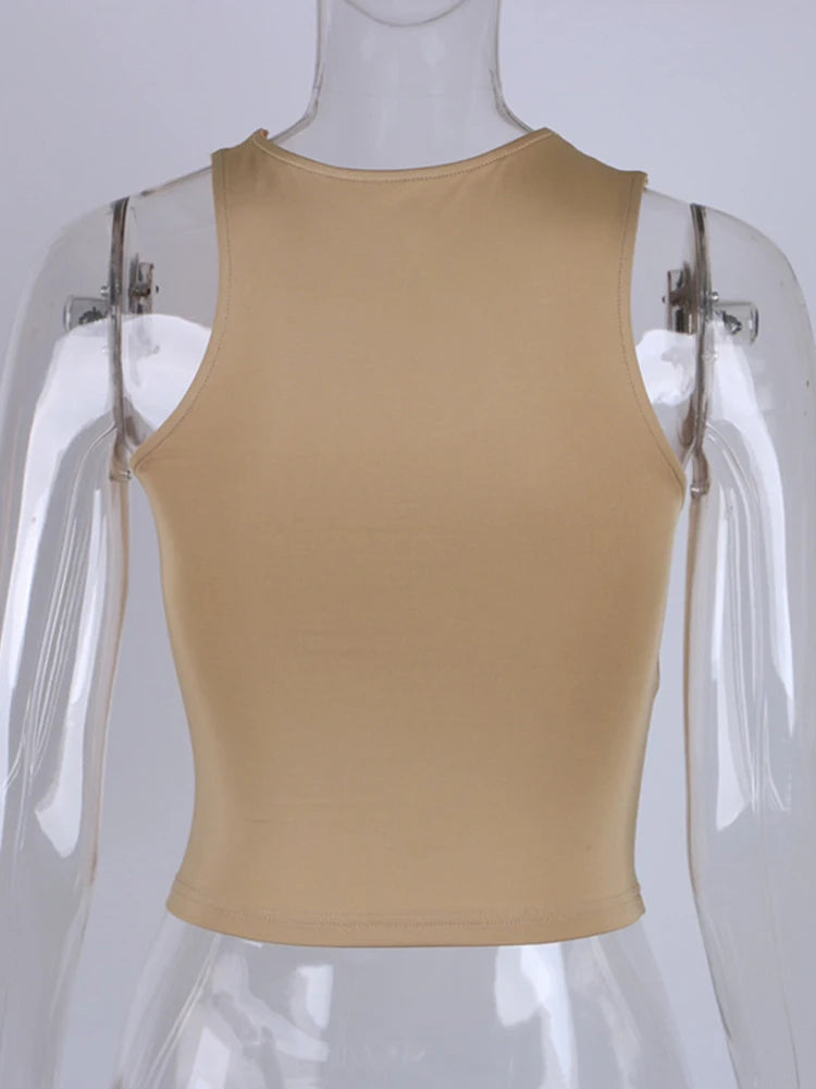 Cut Out Sexy Crop Top Solid Skinny Sport Short Summer Tube Top.
