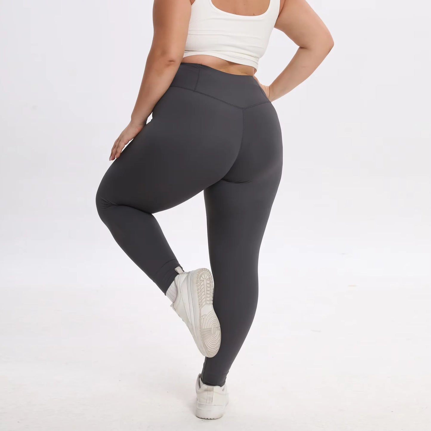 Curvy Ladies Solid Colour Classic Gym Sport Pants Fitness High Waist Stretch Yoga breathable Legging