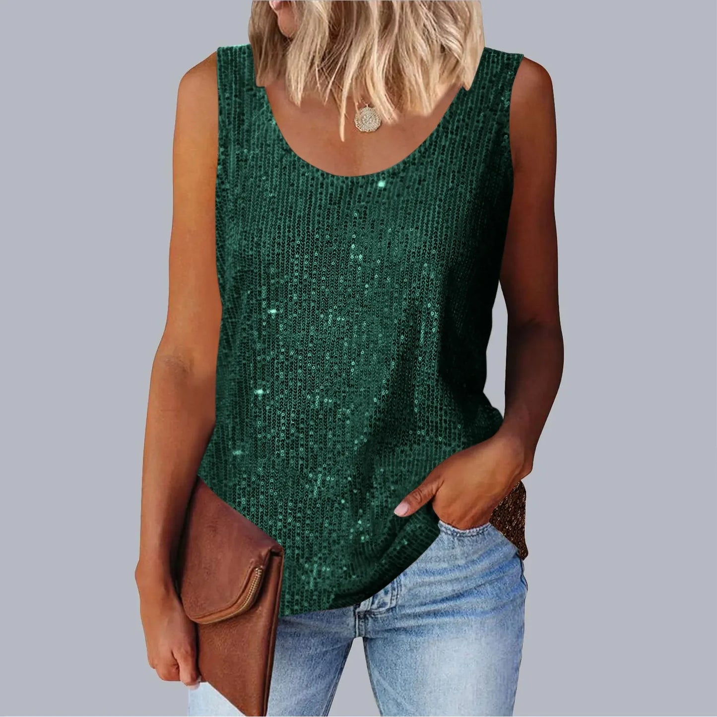 Women's Loose-Fit Round Neck Polyester Decorative Women's Top.  S-2X